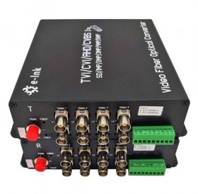 Комплект приемник и предавател за пренос на 8 видеосигнала по оптичен кабел singlemode до 20 км HD-AHD-8V1D-T/RF