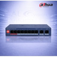 10-портов суич с 2 Gigabit uplink порта, 110W мощност, Cloud управление, VLAN и AI watchdog Dahua CS4010-8ET2GT-110