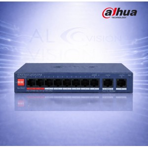 10-портов суич с 2 Gigabit uplink порта, 110W мощност, Cloud управление, VLAN и AI watchdog Dahua CS4010-8ET2GT-110