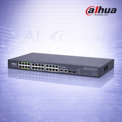 26-портов ePoE суич с 24 PoE порта, 2 Gigabit uplink, 2 SFP, 360W мощност и до 800м обхват Dahua LR2226-24ET-360