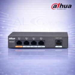 5-портов суич с 4 PoE порта, 1 uplink порт, 60W мощност, Long Range и Hi-PoE Dahua PFS3005-4ET-60-V2