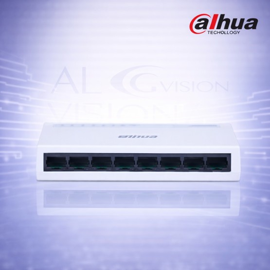 8-портов суич с 10/100 Mbps портове, 1.6Gbps капацитет, plug & play и компактен дизайн Dahua PFS3008-8ET-L-V2