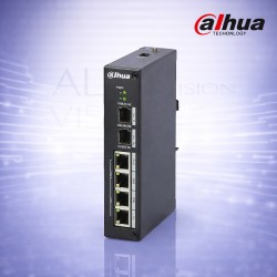 6-портов индустриален суич с 4 PoE порта, 2 SFP uplink, 120W мощност, VLAN и AI watchdog Dahua PFS4206-4P-120