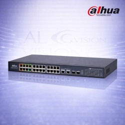 26-портов суич с 24 PoE порта, 2 Gigabit uplink, 2 SFP, 360W мощност, VLAN и AI watchdog Dahua PFS4226-24ET-360-V3