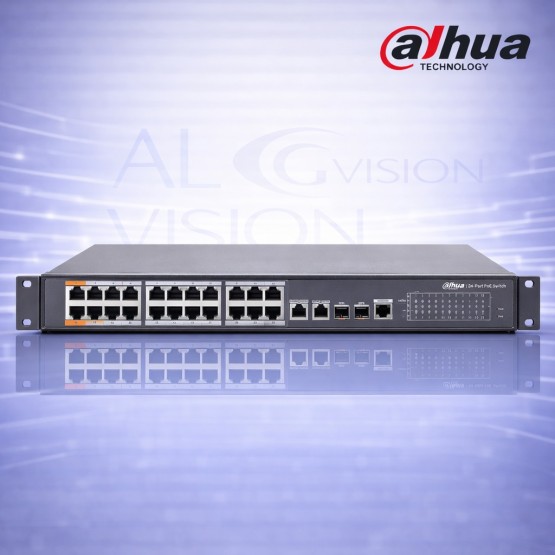 28-портов Layer 2+ суич с 24 Gigabit порта, 4x 10Gbps SFP+ uplink, 128Gbps капацитет и VLAN управление Dahua PFS5428-24GT