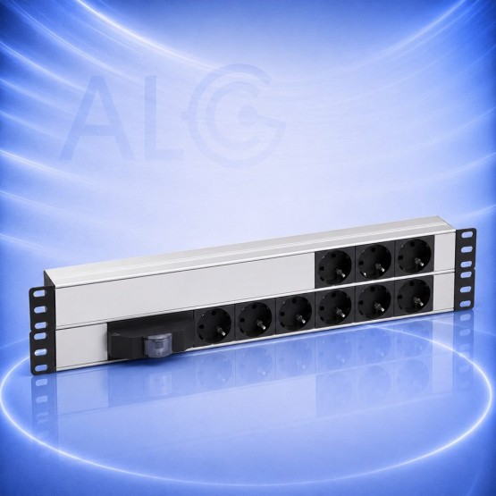FORMRACK F082PR9SA – 19" 1U Разклонител с 9 Шуко Контакта, Ключ и Автоматичен Предпазител