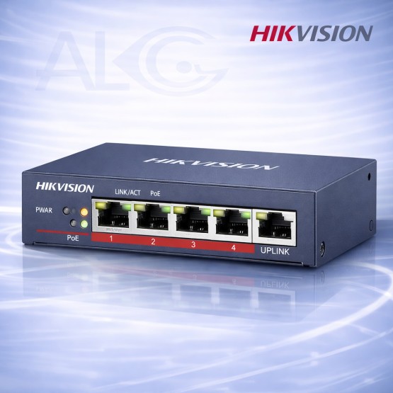 5 портов Hikvision PoE суич DS-3E0505HP-E с 4 PoE порта, Hi-PoE и Gigabit