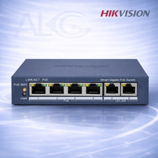 6 портов Hikvision PoE суич DS-3E1506P-EI с 4 PoE порта, Gigabit и Smart функции