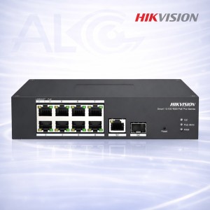 10 портов Hikvision индустриален PoE суич DS-3T1310P-SI/HS с 8 PoE порта и Gigabit uplink
