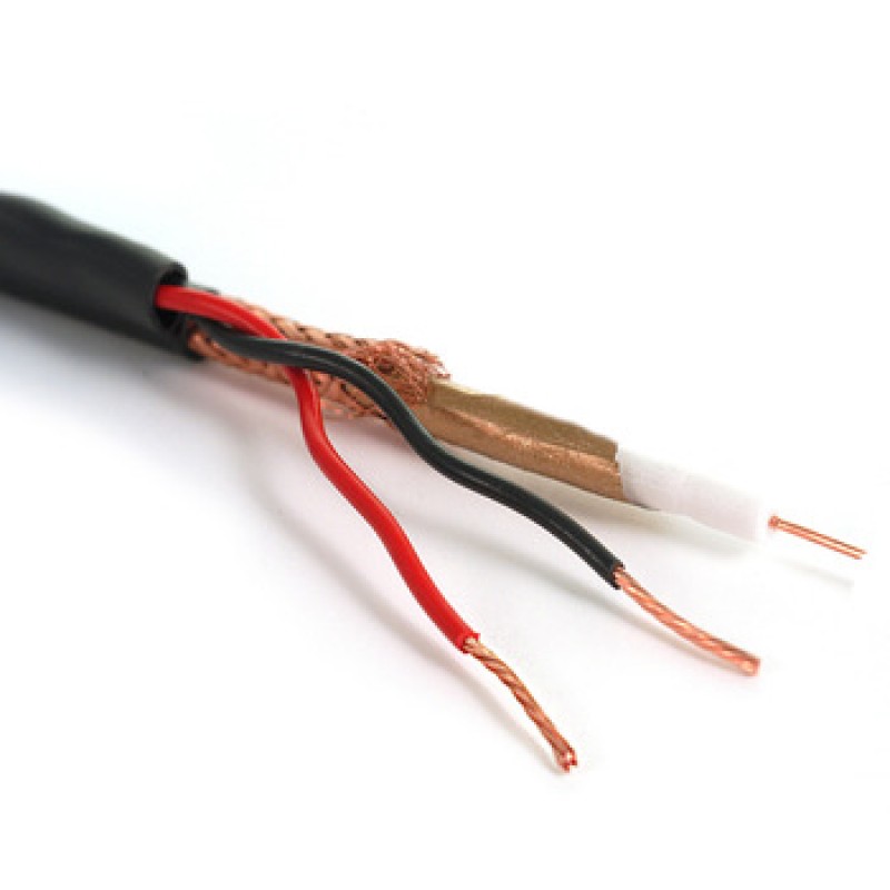 100м. кабел за видеонаблюдение - микро коакасиал + 2x0.5 черен