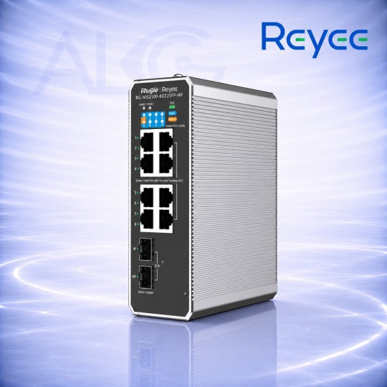 Ruijie Reyee RG-NIS2100-8GT2SFP-HP – Индустриален Layer 2 Cloud Managed PoE Суич с 8 Gigabit PoE Порта и 2 SFP Uplink Порта