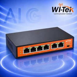 WI-TEK WI-PE51E – 6-Port PoE Extender с 4 PoE Изхода, Hi-PoE 60W, VLAN и Extend 250m