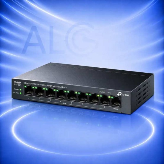 9 портов TP-Link PoE+ суич LS109P с 8 PoE порта и 63W бюджет