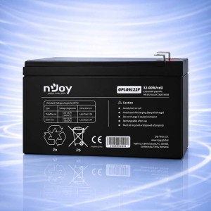 NJOY GPL07122F акумулатор 12V 7Ah VRLA AGM Long Life с F2 клеми за UPS и алармени системи