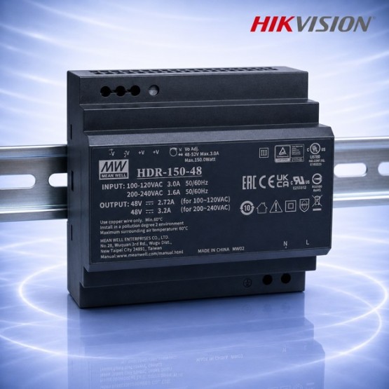 48VDC 150W DIN захранване за Hikvision 2-Wire HD системи HIKVISION DS-KAW150-4N
