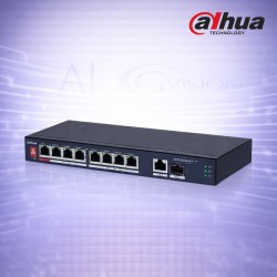 10-портов суич с 8 PoE порта, 1 Gigabit uplink, 1 SFP, 96W мощност, Hi-PoE и PoE watchdog Dahua PFS3110-8ET1GT1GF-96