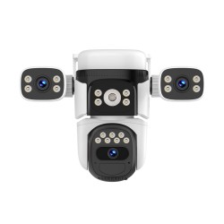 4G Безжична Управляема IP Камера със Соларен Панел 3Mp, 3 Обектива