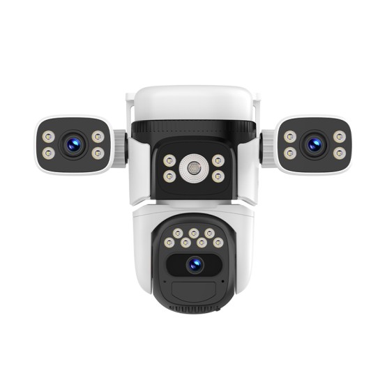 4G Безжична Управляема IP Камера със Соларен Панел 3Mp, 3 Обектива