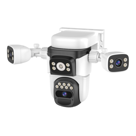 4G Безжична Управляема IP Камера със Соларен Панел 3Mp, 3 Обектива