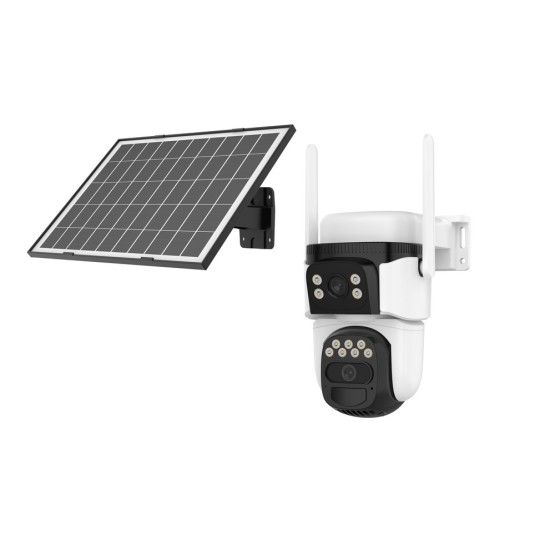 WiFi Безжична Управляема IP Камера със Соларен Панел 3Mp, Два Обектива WiFi Безжична Управляема IP Камера със Соларен Панел 3Mp, Два Обектива