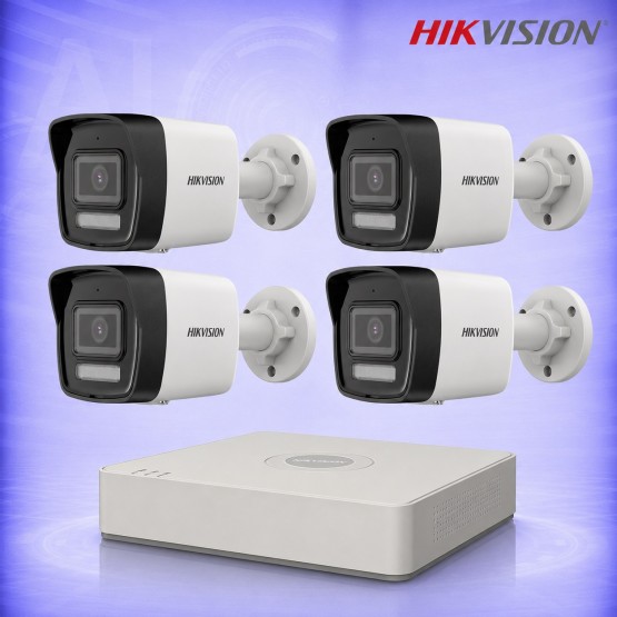 2MP IP 4 Булет Камери с PoE NVR Комплект за видеонаблюдение HIKVISION