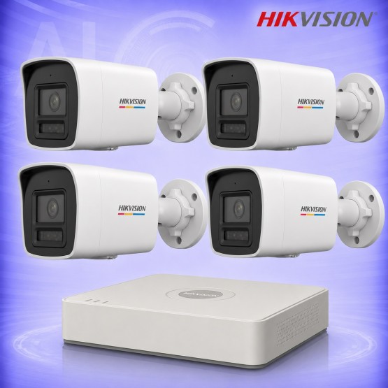 4MP IP 4 Булет Камери с PoE NVR Комплект за видеонаблюдение HIKVISION