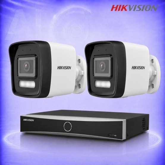 4MP IP 2 Булет Камери с AcuSense PoE NVR Комплект за видеонаблюдение HIKVISION