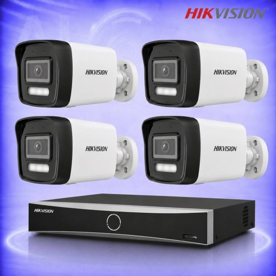 4MP IP 4 Булет Камери с AcuSense PoE NVR Комплект за видеонаблюдение HIKVISION