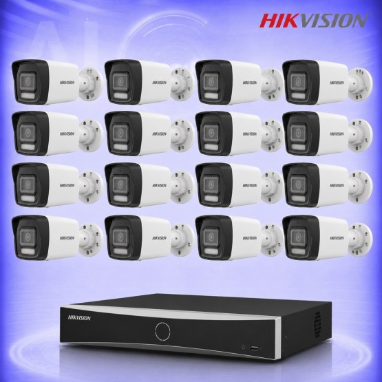 4MP IP 16 Булет Камери със Smart Hybrid Light NVR Комплект за видеонаблюдение HIKVISION