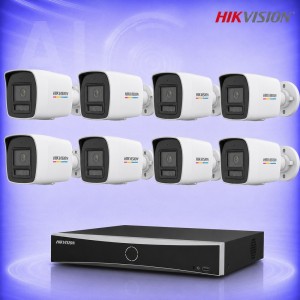 4MP IP 8 Булет Камери с ColorVu и PoE NVR Комплект за видеонаблюдение HIKVISION