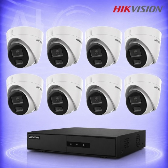 2MP IP 8 Куполни Камери с PoE NVR Комплект за видеонаблюдение HIKVISION