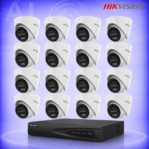 2MP IP 16 Куполни Камери с NVR Комплект за видеонаблюдение HIKVISION
