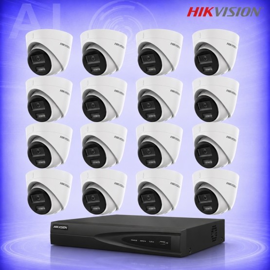 2MP IP 16 Куполни Камери с NVR Комплект за видеонаблюдение HIKVISION