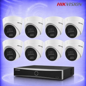 4MP IP 8 Куполни Камери със Smart Hybrid Light и PoE NVR Комплект за видеонаблюдение HIKVISION