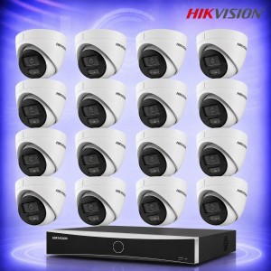 4MP IP 16 Куполни Камери със Smart Hybrid Light NVR Комплект за видеонаблюдение HIKVISION
