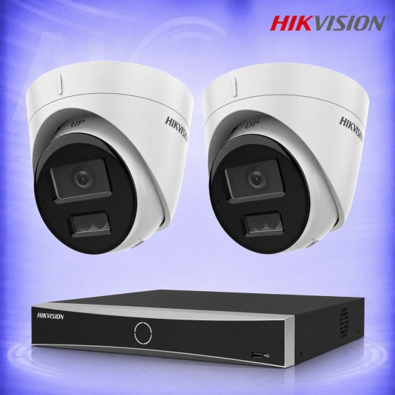 4MP IP 2 Куполни Камери с AcuSense PoE NVR Комплект за видеонаблюдение HIKVISION