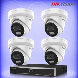 4MP IP 4 Куполни Камери със Smart Hybrid Light и PoE NVR Комплект за видеонаблюдение HIKVISION