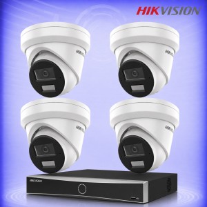 6MP IP 4 Куполни Камери със Smart Hybrid Light и PoE NVR Комплект за видеонаблюдение HIKVISION