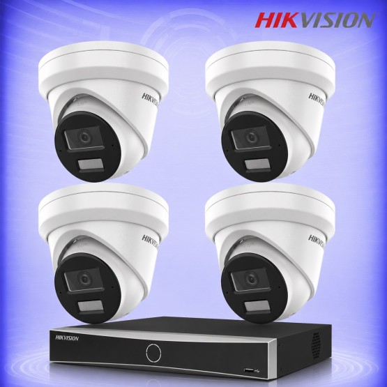 6MP IP 4 Куполни Камери със Smart Hybrid Light и PoE NVR Комплект за видеонаблюдение HIKVISION