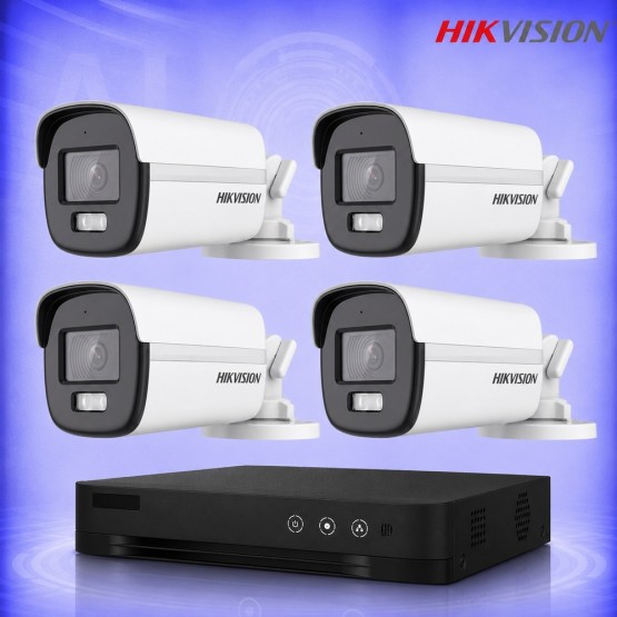 5MP ColorVu HD 4 Булет Камери с AcuSense DVR Комплект за видеонаблюдение HIKVISION