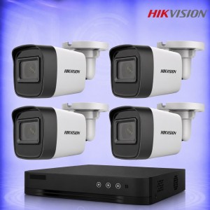 2MP HD 4 Булет Камери с AcuSense DVR Комплект за видеонаблюдение HIKVISION