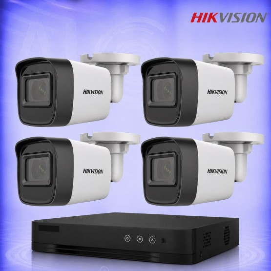 2MP HD 4 Булет Камери с AcuSense DVR Комплект за видеонаблюдение HIKVISION