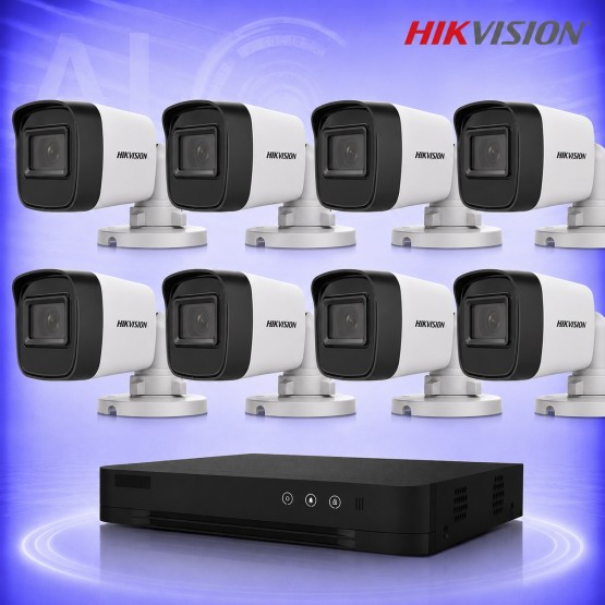 2MP HD 8 Булет Камери с AcuSense DVR Комплект за видеонаблюдение HIKVISION