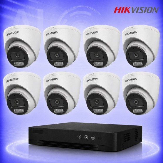 5MP ColorVu HD 8 Куполни Камери с AcuSense DVR Комплект за видеонаблюдение HIKVISION