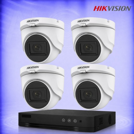 5MP HD 4 Куполни Камери с AcuSense DVR Комплект за видеонаблюдение HIKVISION