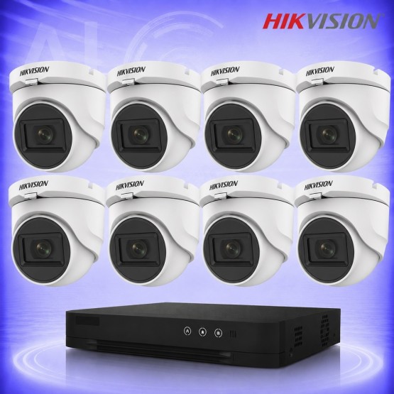 5MP HD 8 Куполни Камери с AcuSense DVR Комплект за видеонаблюдение HIKVISION