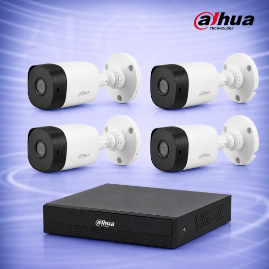 2MP HDCVI 4 Булет камери с DVR/XVR Комплект за видеонаблюдение DAHUA