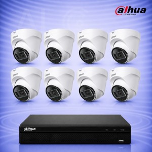2MP IP 8 Куполни камери с PoE и NVR 8MP Комплект за видеонаблюдение DAHUA