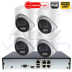 6Mpx IP PoE КОМПЛЕКТ ЗА ВИДЕОНАБЛЮДЕНИЕ с SMART HYBRID LIGHT Камери и PoE NVR 4CH