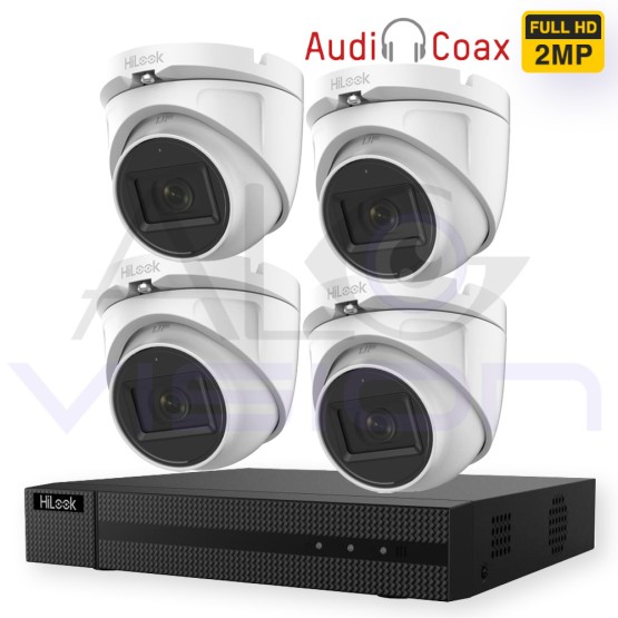 2MP TURBO-HD Комплект 4 КАМЕРИ за ВИДЕОНАБЛЮДЕНИЕ Audio Coax и AcuSense DVR 5MP